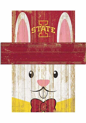 Iowa State Cyclones Easter Bunny Head Sign - Red