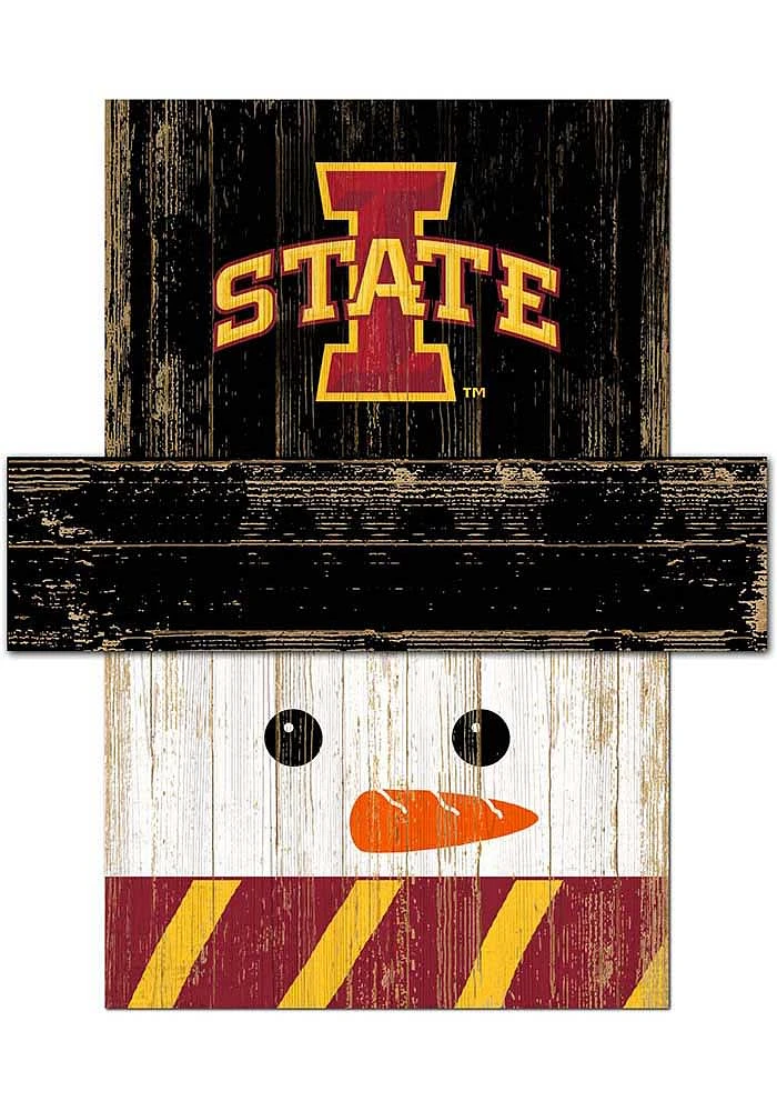 Iowa State Cyclones Snowman Head Sign - Red