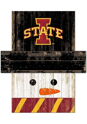 Iowa State Cyclones Snowman Head Sign - Red