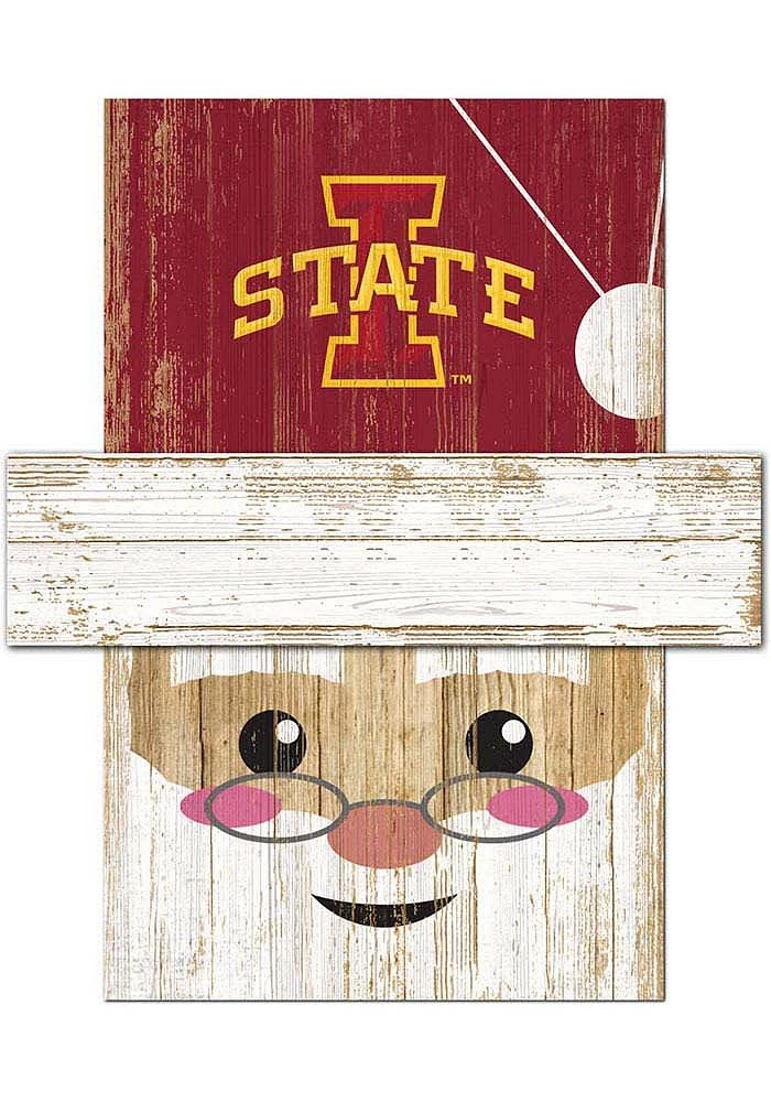 Iowa State Cyclones Santa Head Sign - Red