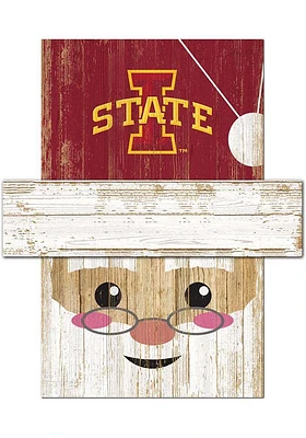 Iowa State Cyclones Santa Head Sign - Red