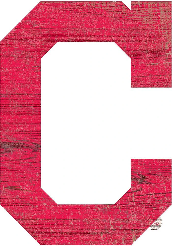 Cleveland Guardians Distressed Logo Cutout Sign - Red