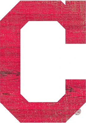 Cleveland Guardians Distressed Logo Cutout Sign - Red
