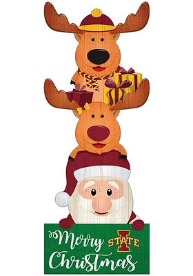 Iowa State Cyclones 31 Inch Santa Stack Leaner Sign - Red