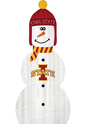 Iowa State Cyclones Snowman Leaner Sign - Red