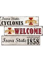 Iowa State Cyclones Welcome 3 Plank Sign - Red