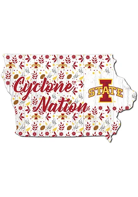 Iowa State Cyclones 24 Inch Floral State Wall Art - Red