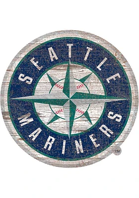 Seattle Mariners Distressed Logo Cutout Sign - Navy Blue