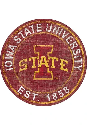 Iowa State Cyclones Round Heritage Logo Sign - Red