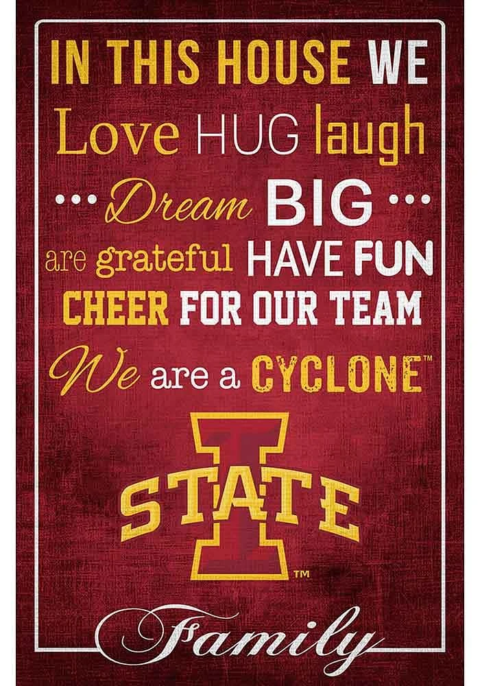Iowa State Cyclones In This House 17x26 Sign - Red