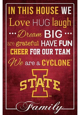 Iowa State Cyclones In This House 17x26 Sign - Red