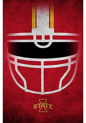 Iowa State Cyclones Ghost Helmet 17x26 Sign - Red
