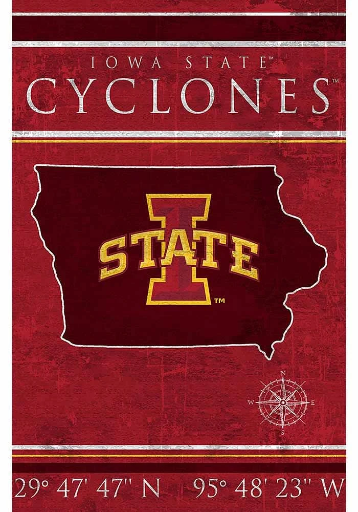 Iowa State Cyclones Coordinates 17x26 Sign - Red