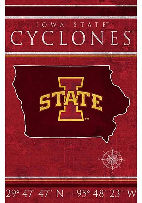 Iowa State Cyclones Coordinates 17x26 Sign - Red