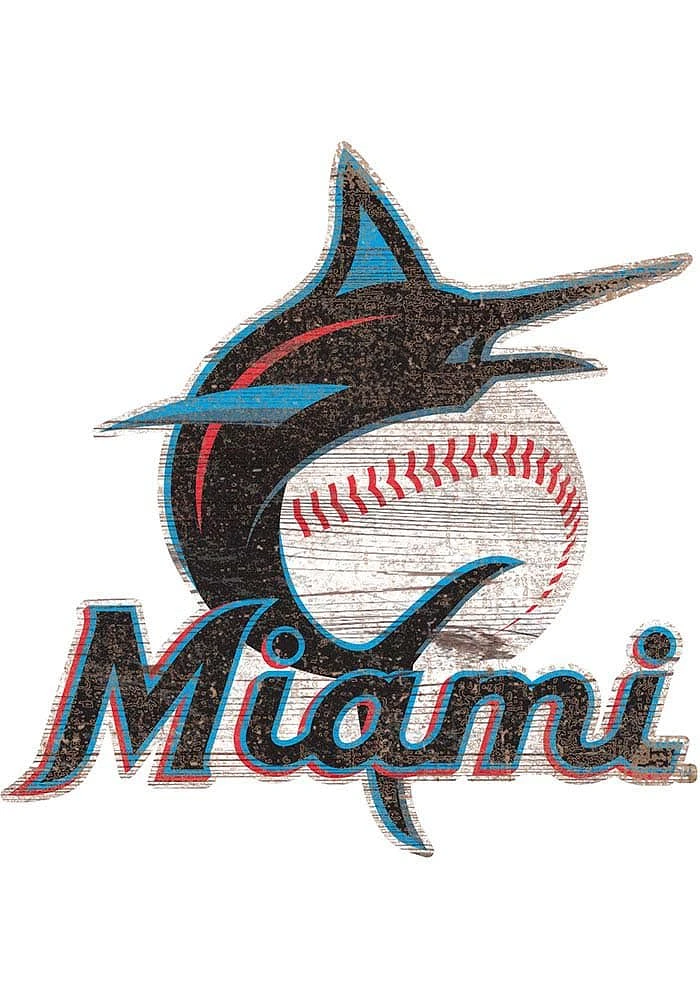 Miami Marlins Distressed Logo Cutout Sign - Blue