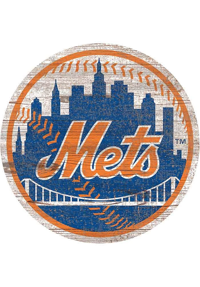 New York Mets Distressed Logo Cutout Sign - Blue