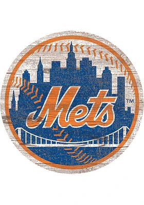 New York Mets Distressed Logo Cutout Sign - Blue
