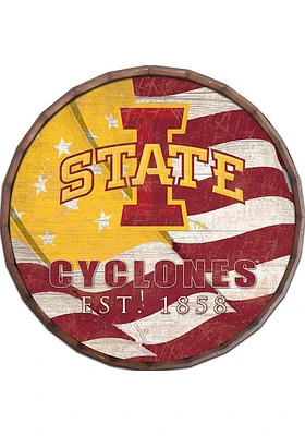 Iowa State Cyclones Flag 24 Inch Barrel Top Sign - Red