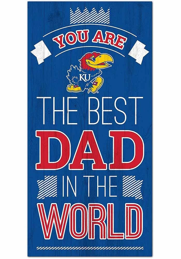 Kansas Jayhawks Best Dad in the World Sign - Blue