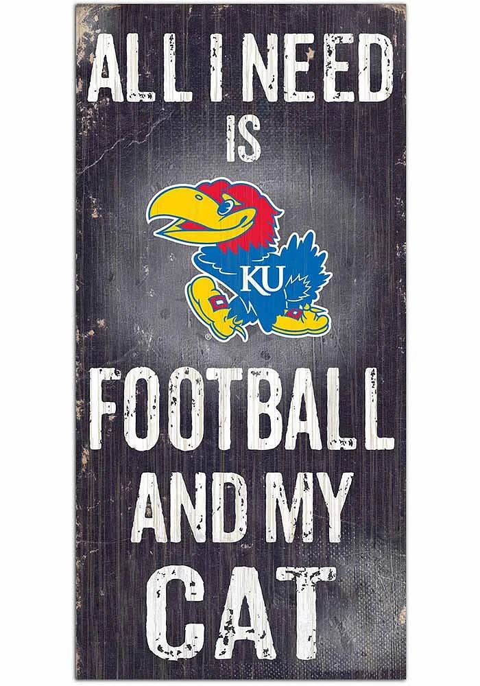 Kansas Jayhawks Football and My Cat Sign - Blue