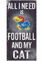 Kansas Jayhawks Football and My Cat Sign - Blue