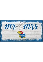 Kansas Jayhawks Script Mr and Mrs Sign - Blue