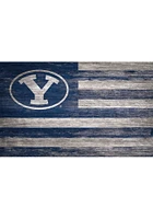BYU Cougars Distressed Flag 11x19 Sign - Navy Blue