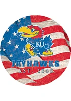 Kansas Jayhawks 24in Flag Circle Sign - Blue