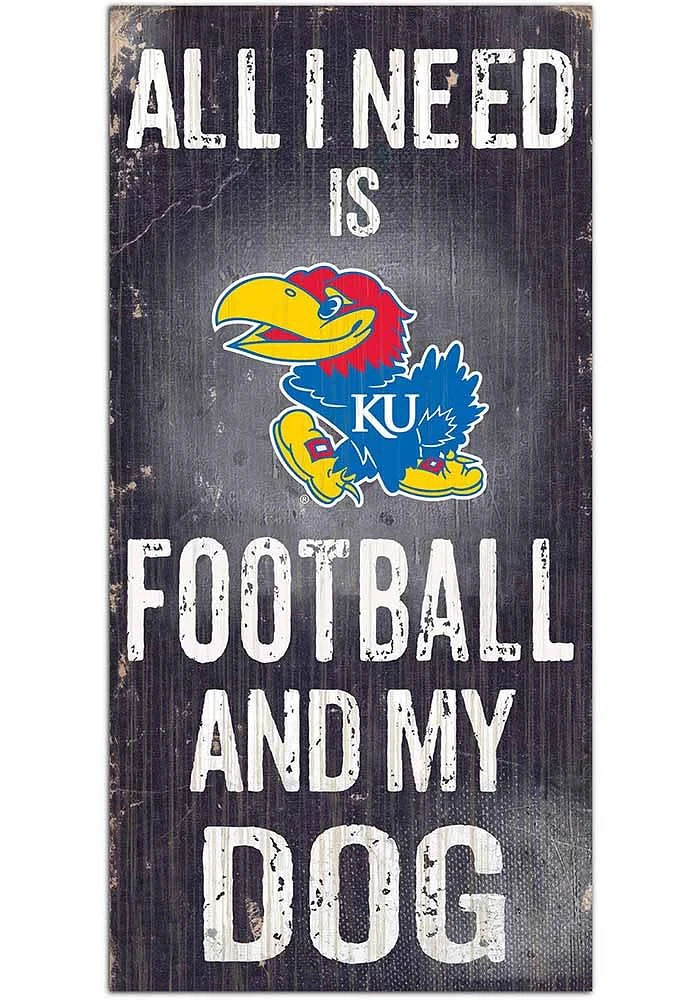Kansas Jayhawks Football and My Dog Sign - Blue