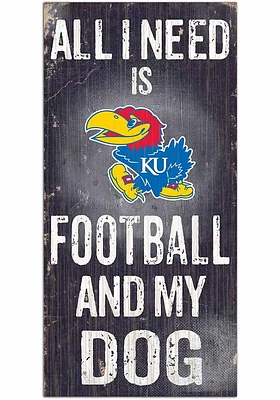 Kansas Jayhawks Football and My Dog Sign - Blue
