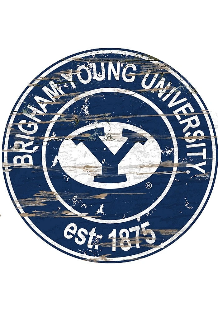 BYU Cougars Established Date Circle 24 Inch Sign - Blue