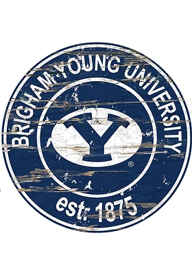 BYU Cougars Established Date Circle 24 Inch Sign - Blue