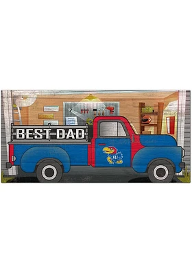 Kansas Jayhawks Best Dad Truck Sign - Blue