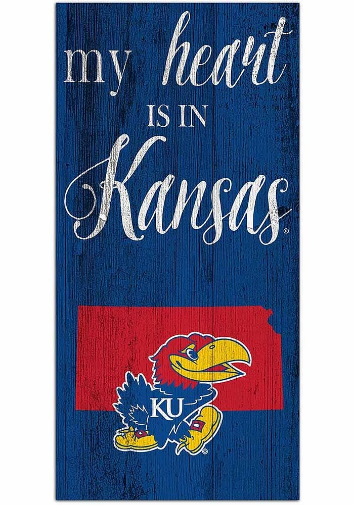 Kansas Jayhawks My Heart State Sign - Blue