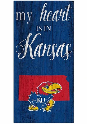 Kansas Jayhawks My Heart State Sign - Blue