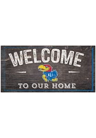 Kansas Jayhawks Welcome Distressed Sign - Blue