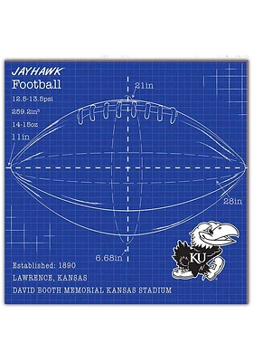Kansas Jayhawks Ball Blueprint Sign - Blue