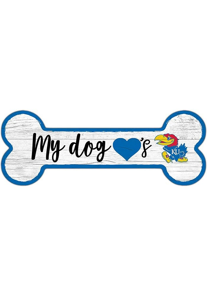 Kansas Jayhawks Dog Bone 6x12 Sign - Blue