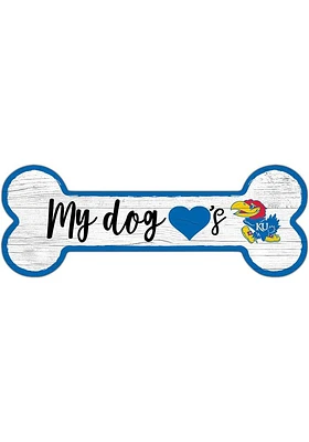Kansas Jayhawks Dog Bone 6x12 Sign - Blue