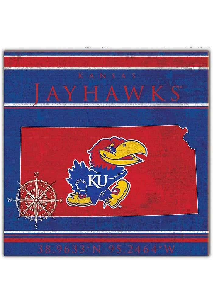 Kansas Jayhawks Coordinates Sign - Blue