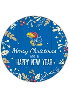Kansas Jayhawks Merry Christmas and New Year Circle Sign - Blue