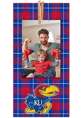 Kansas Jayhawks Plaid Clothespin Sign - Blue