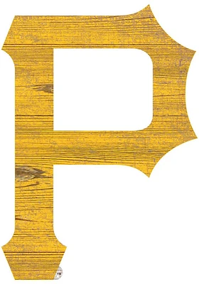 Pittsburgh Pirates Distressed Logo Cutout Sign - Black