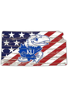 Kansas Jayhawks 12 Inch USA State Cutout Sign - Blue