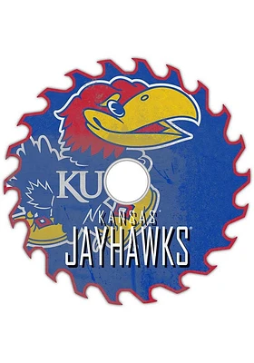 Kansas Jayhawks Rust Circular Saw Sign - Blue