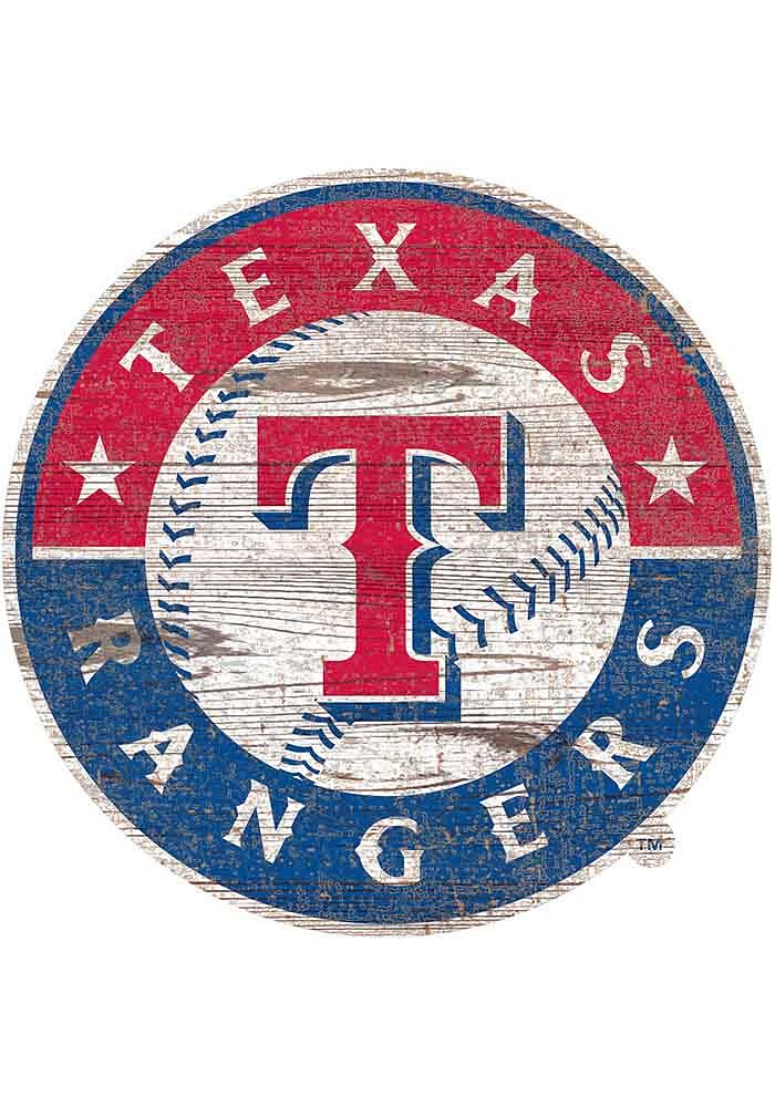 Texas Rangers Distressed Logo Cutout Sign - Blue