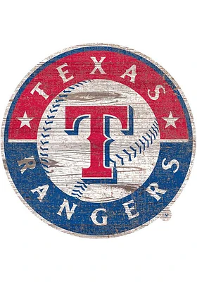 Texas Rangers Distressed Logo Cutout Sign - Blue