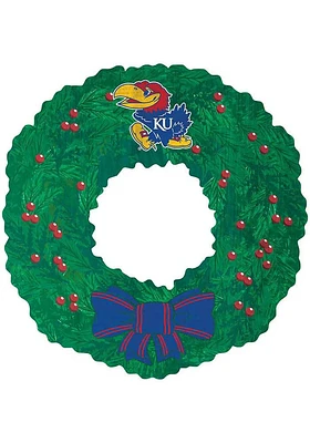 Kansas Jayhawks Team Wreath 16 Inch Sign - Blue