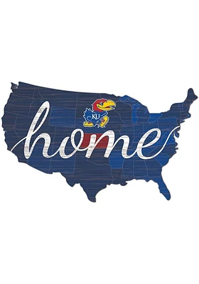 Kansas Jayhawks USA Shape Cutout Sign - Blue