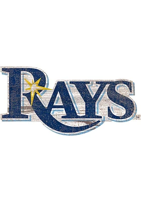 Tampa Bay Rays Distressed Logo Cutout Sign - Navy Blue